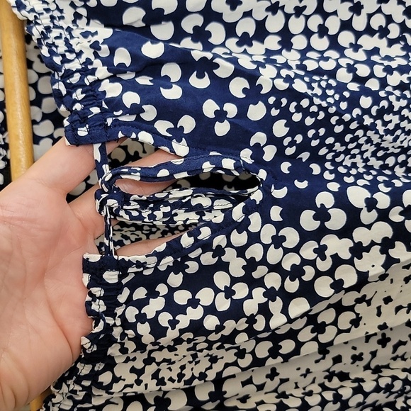 Talbots | Navy & White Abstract Dot Print Blouse - Picture 5 of 5